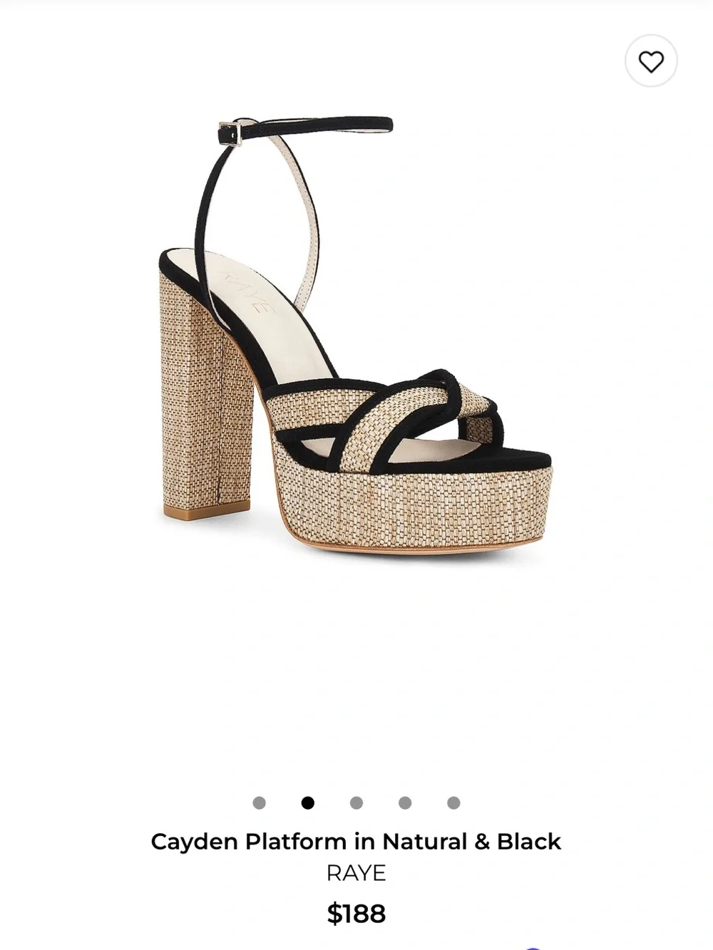 Cayden platform by RAYE Natural Raffia Platform Sandal with Black Trim
